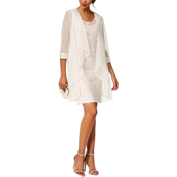 R&M RICHARDS Womens Ivory 3/4 Sleeve Open Cardigan Top - Picture 1 of 6